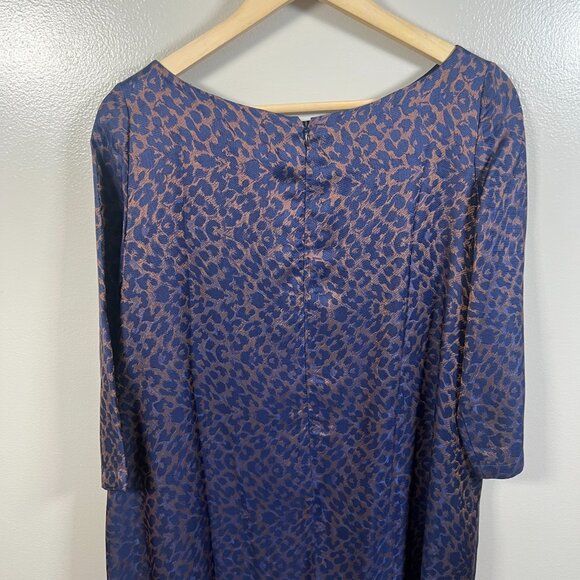 Sezane Auberie Babydoll Dress Size 38 US 6 Blue Gold Ruffle Leopard Drop Waist - Picture 8 of 11